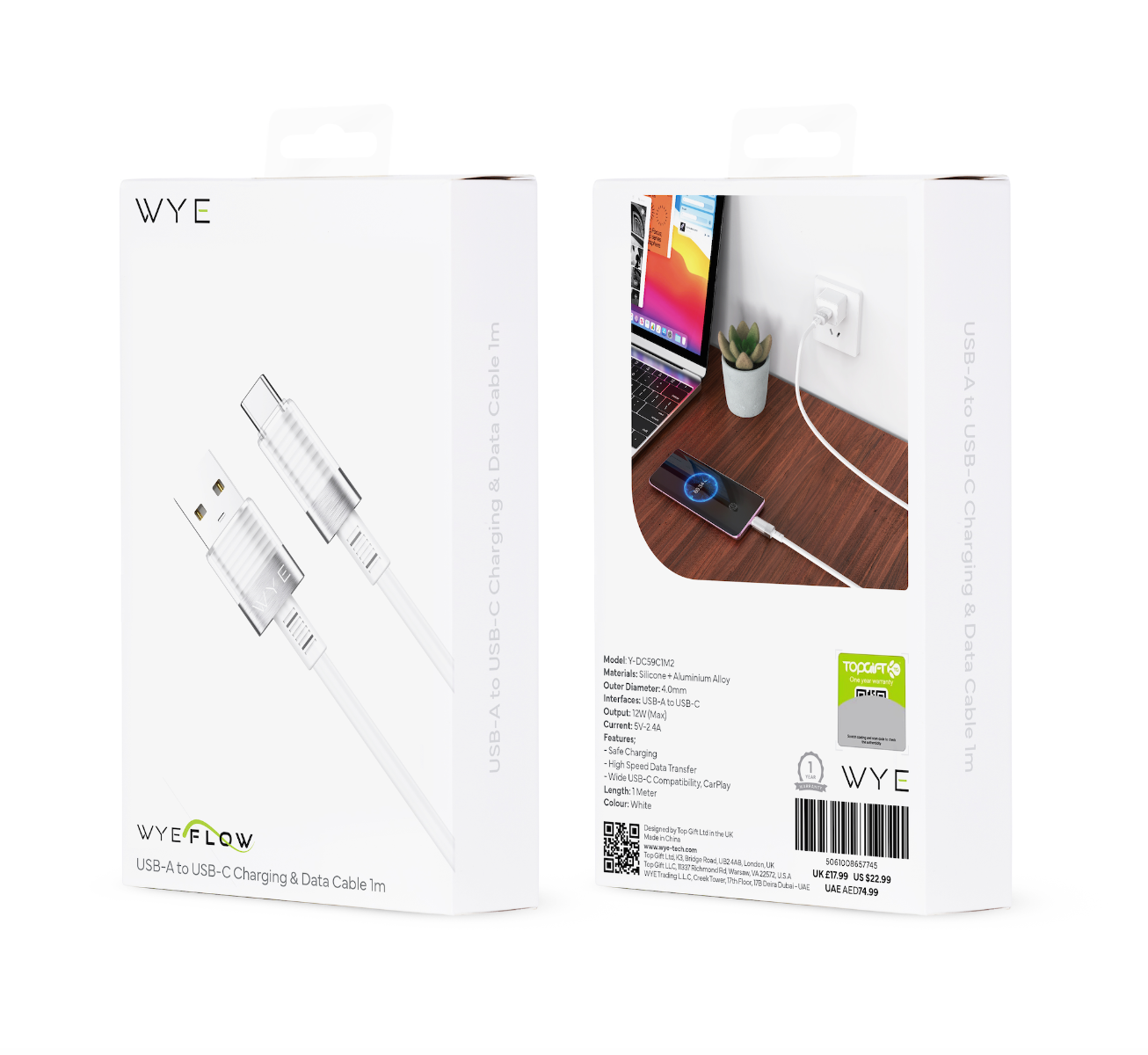 USB‑A to USB‑C Charging & Data Cable 1 m