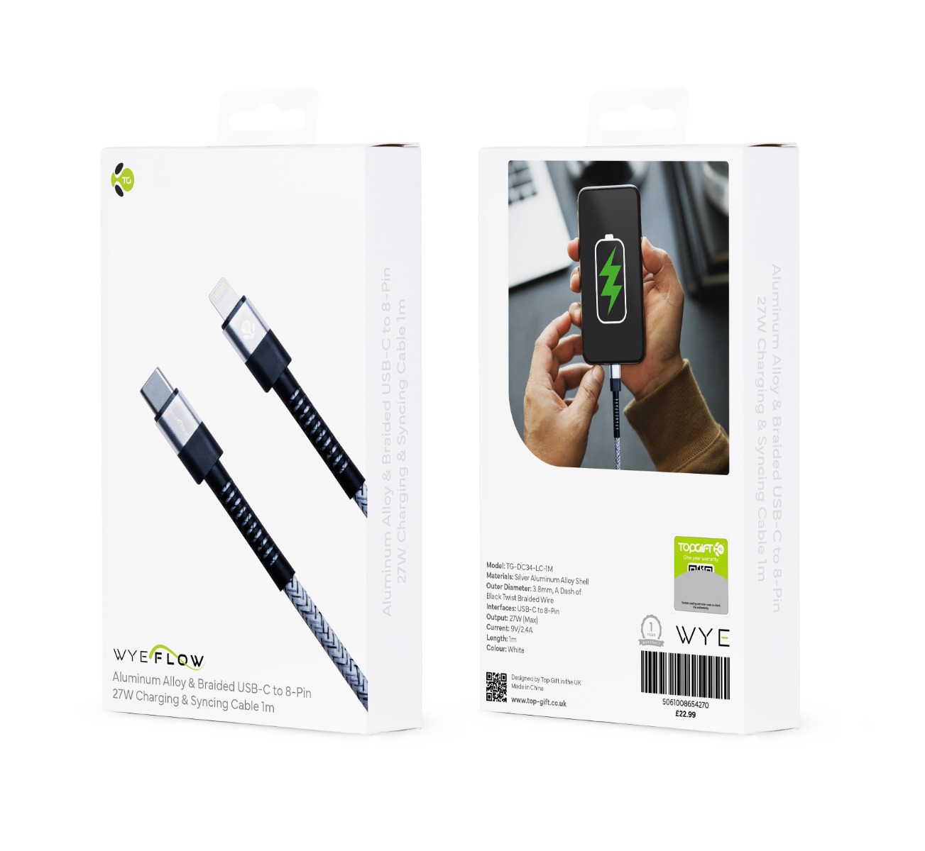 USB‑C to 8‑Pin Fast Charging & Data Cable 1 m